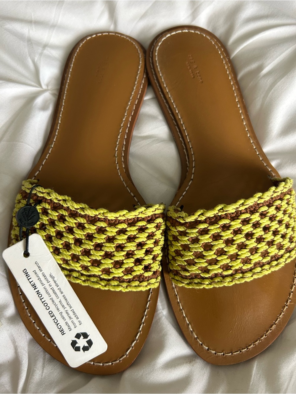 rag & bone Yellow and Brown Woven Slide Sandals
